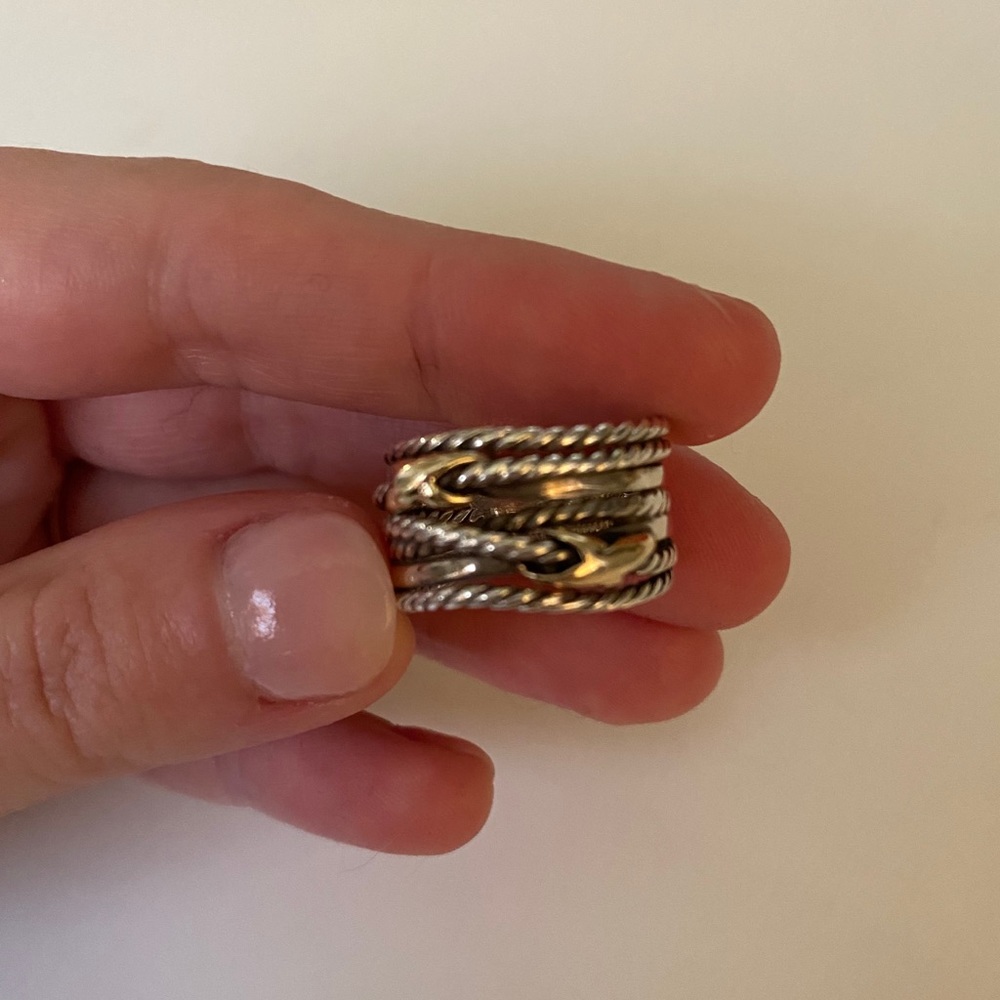David Yurman Double X Crossover Ring with 18K Gold